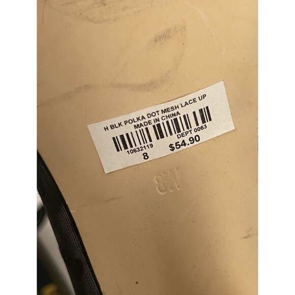 Torrid Women 8 WIDE Width Black Polka Dot Mesh Lace Up Open Toe Gothic Heels - Picture 10 of 10